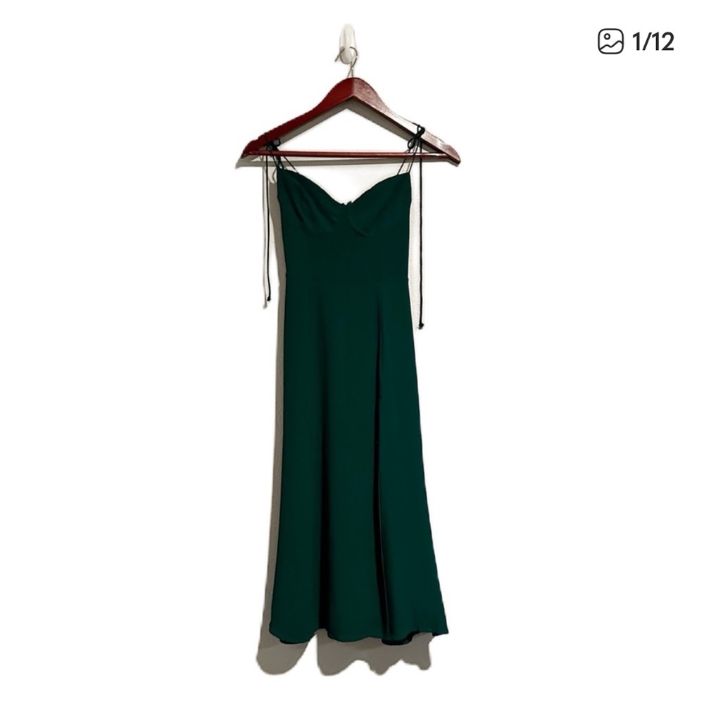 Reformation Green Tie Strap Dress